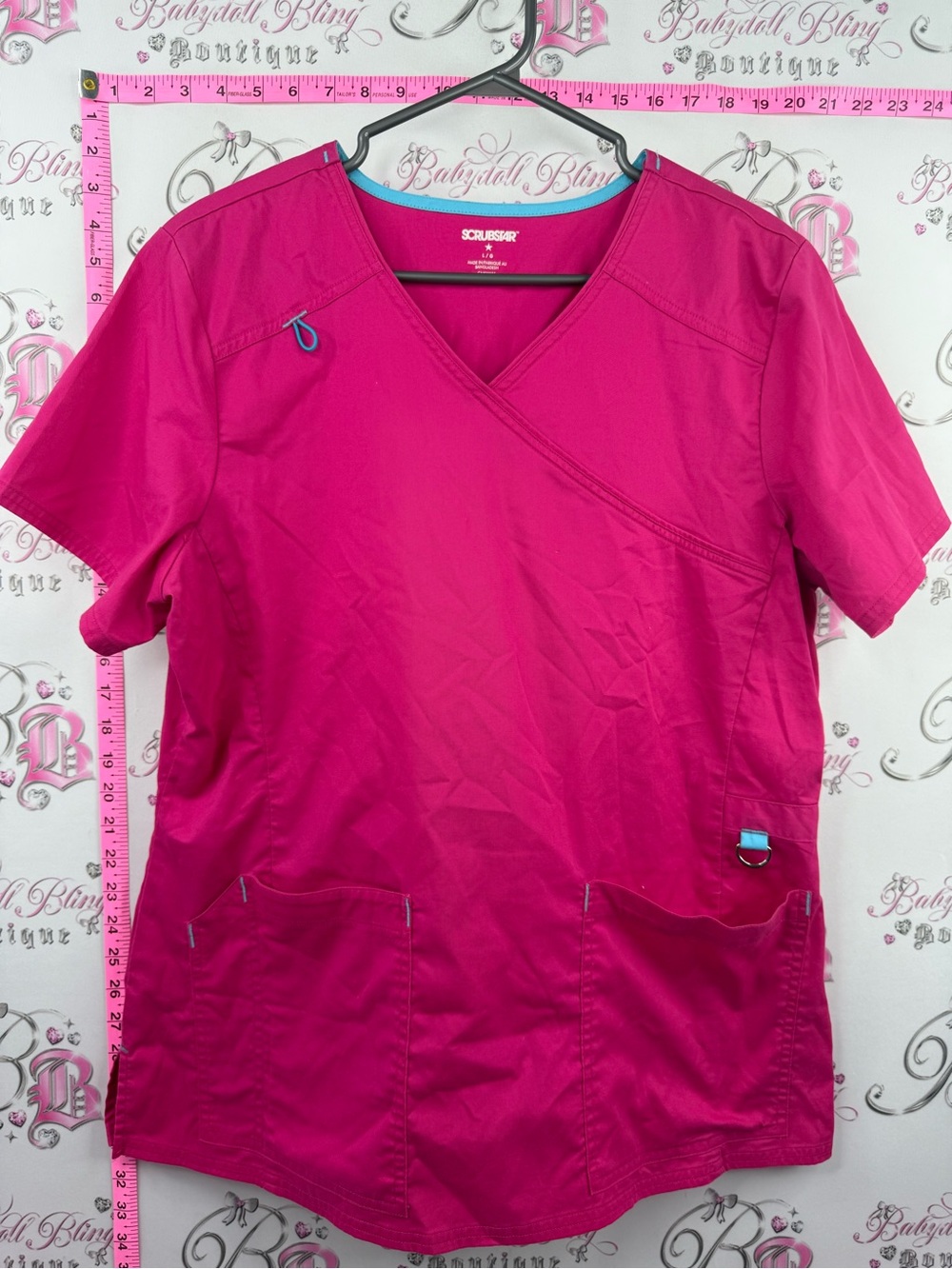 Scrubstar tshirt scrubs top Women's V-Neck Medical Scrub Top - Hot Pink